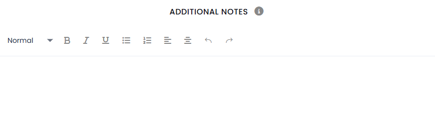 Text area for adding warranty and shipping notes